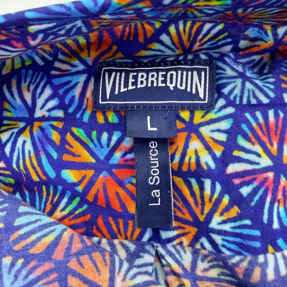 VILEBREQUIN Geometric Cotton Shirtdress Womens L Multi Turtle Shell Print Resort - Picture 3 of 16